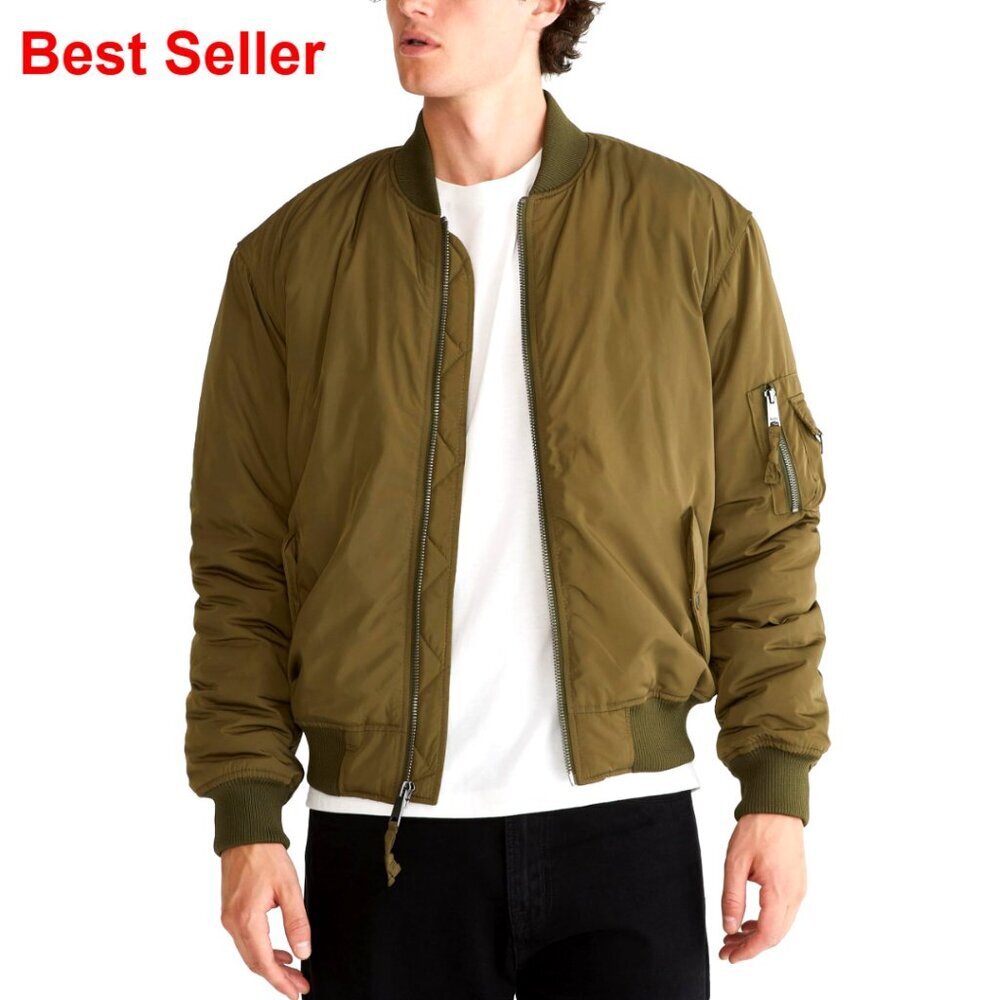 Flight Bomber Jacket, Classic Fit, Crew Neck, Front Welt Pockets